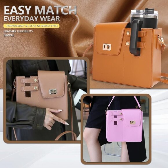 Outdoor Portable Crossbody Water Bottle Bag Insulated Adjustable for Women - Picture 6 of 7